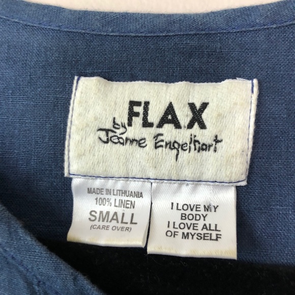 FLAX linen maxi button up dress long sleeve S blue - Picture 5 of 9